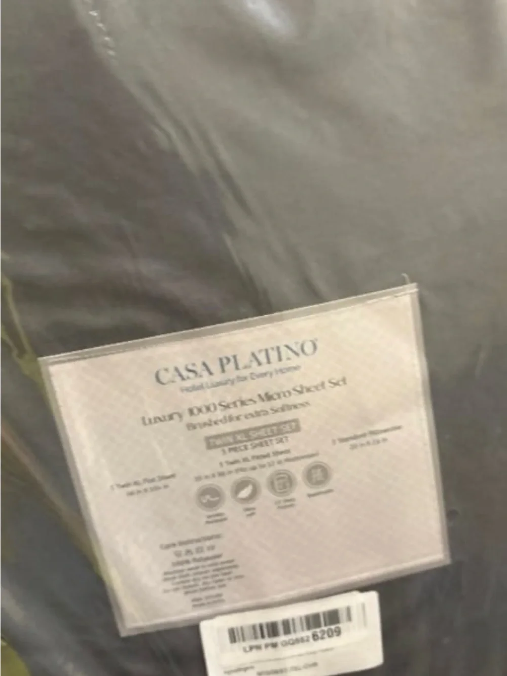 100% Cotton 4-Piece Twin XL Sheet Set in Gray